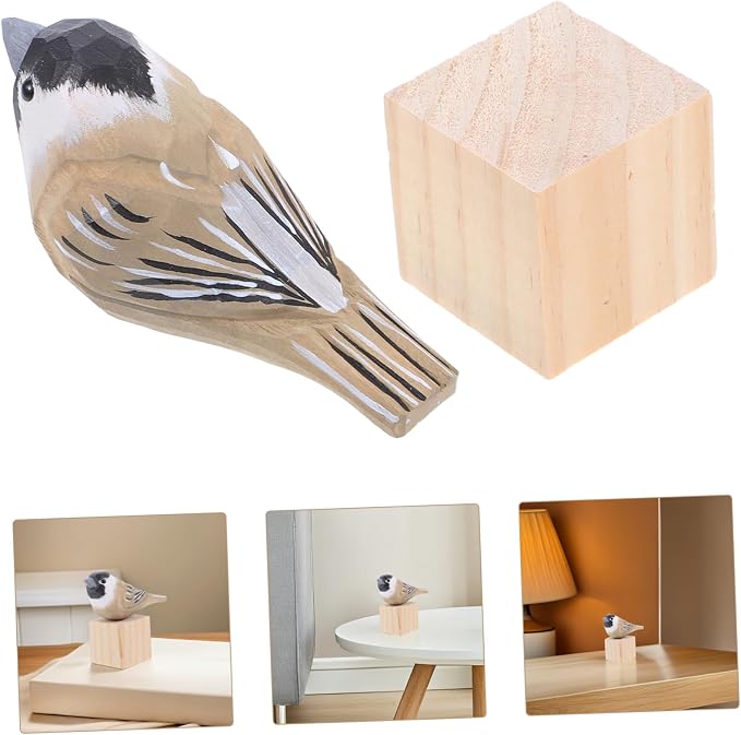 Milisten Hand-Carved Small Wood Bird Figurine Sparrow Sculpture for Home Decor Unique Vintage Style Wooden Bird Statue for Nature and Collectors