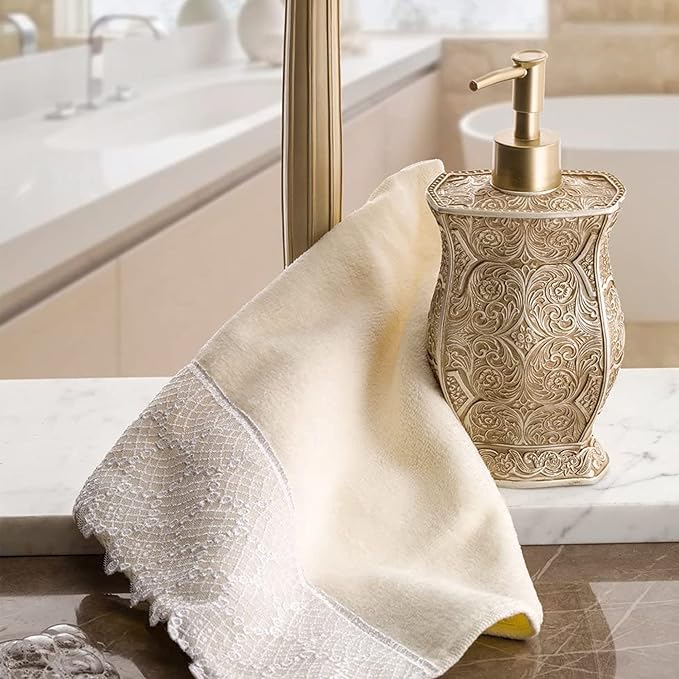Creative Scents Victoria Liquid Hand Soap Dispenser for Bathroom with Pump | Decorative Beige Countertop Lotion Dispenser