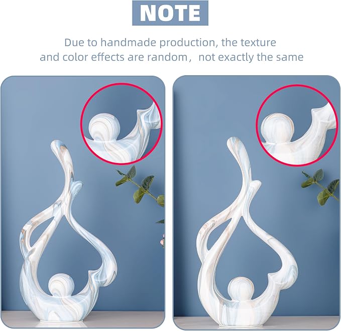 Blue Sculpture Home Decor, Dining Room Table Centerpiece, Ceramic Statue Table Decoration for Living Room, Abstract Sculpture Bookshelf tv Stand Entry Table Decor