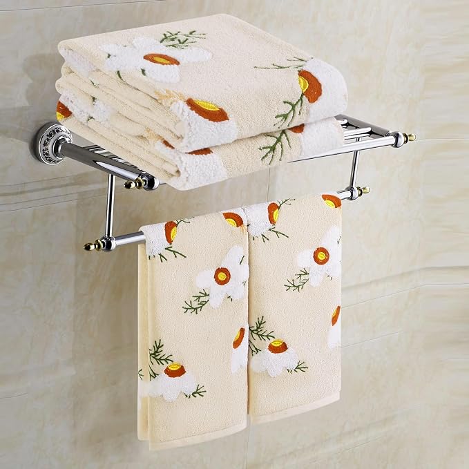 Quera 2 Pack Hand Towels Spring Summer Beige Embroidered Flower Daisy Farmhouse Boho Cotton Bathroom Decorative Towels Set for Bath Kitchen Home Decor Gifts, 13.7'' x 29.5''