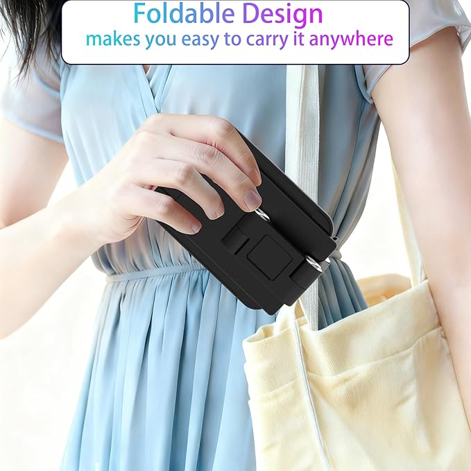 Jusanice 360 Rotating Cell Phone Stand,Folding Phone Stand,Adjustable Height and Angle Foldable Cell Phone Stand Holder for Desk, Taller iPhone Stand Compatible with iPad Smartphones Tablet (Black)