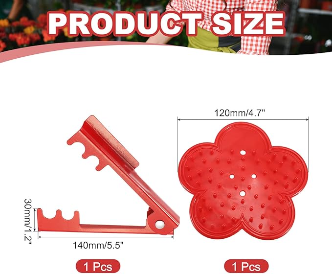 HARFINGTON 2pcs Rose Thorn Stripper Tool Set 5.5" 4.7" Metal PVC Flower Thorn Leaf Remover Flower Stem and Leaf Stripping for Gardening Home Florist Arrangement, Red