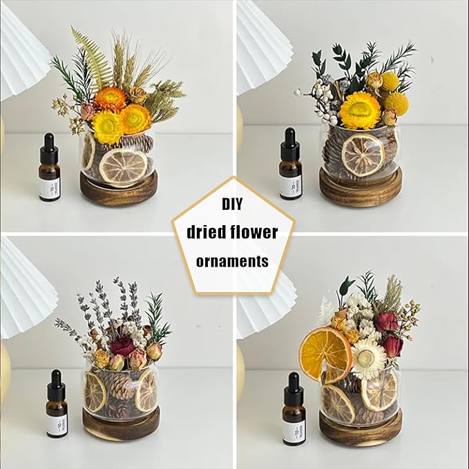 DIY Dried Flower Aromatherapy Kit with Natural Plant Essential Oils, Naturally Dried Flowers and Herbs Ornaments for DIY Flower Craft, Vintage Holiday Decor, Christmas (#D)
