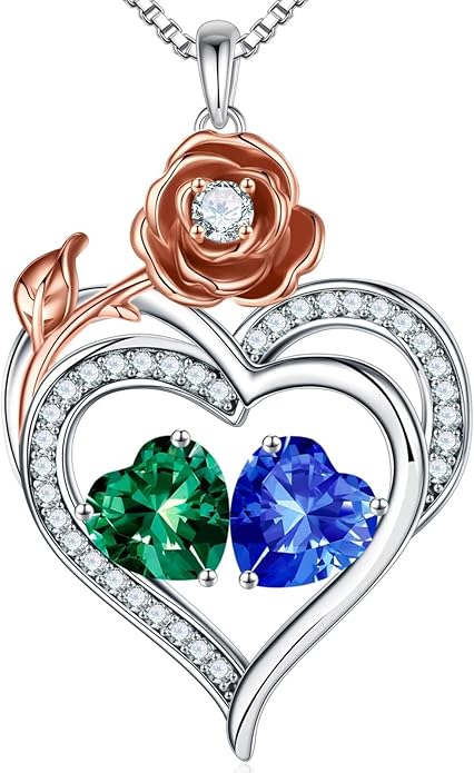 Iefil Christmas Gifts for Wife - 925 Sterling Silver Birthstone Necklace, Stocking Stuffers for Women Wife Girlfriend Mom