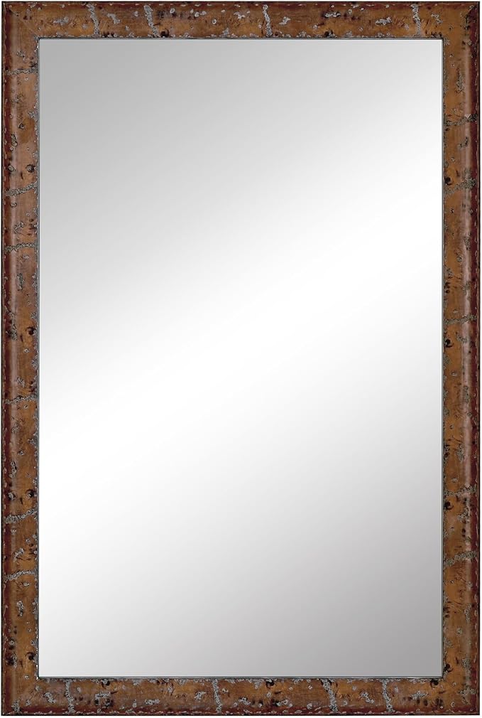 CULER Wood Wall Mirror for Bathroom,Rectangle Rustic Brown 20 x 30 inch Hanging Vanity Farmhouse Mirrors with Wooden Frame for Living Room,Bedroom,Entryway
