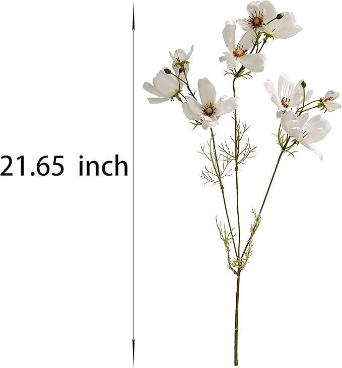 ATFL White Daisy Artificial Flowers, 8 Bundles 21.65'' Faux Silk Daisy with Stems for Home Garden Vase Decor