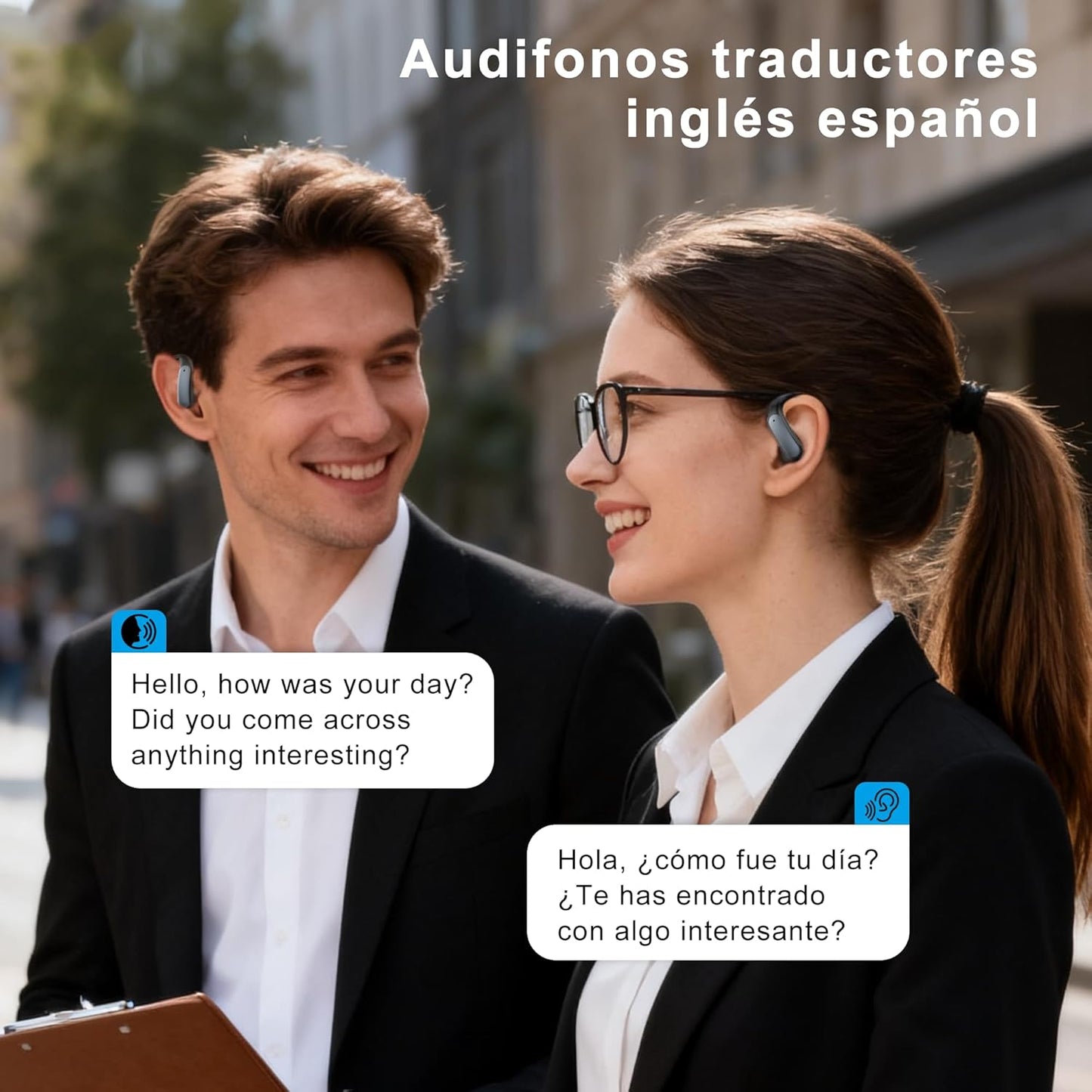 Skiennix AI Translation Earbuds - Real-Time Language Translator | 164 Languages, Bluetooth, Black