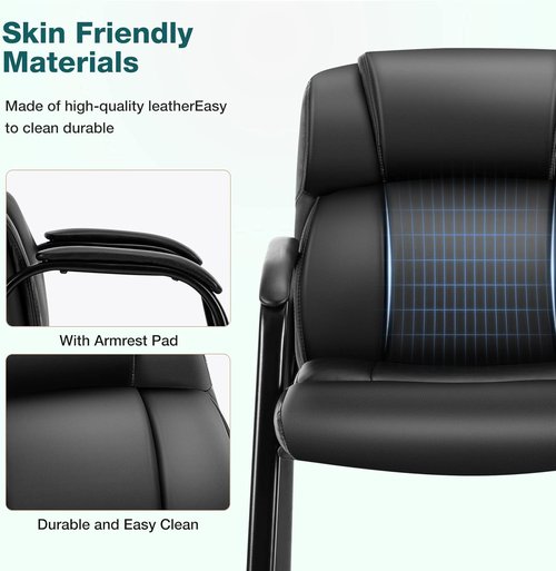 OLIXIS Leather Waiting Room Chairs - Comfortable Office Reception Seating with Padded Arms | Ideal for Clinics & Conferences