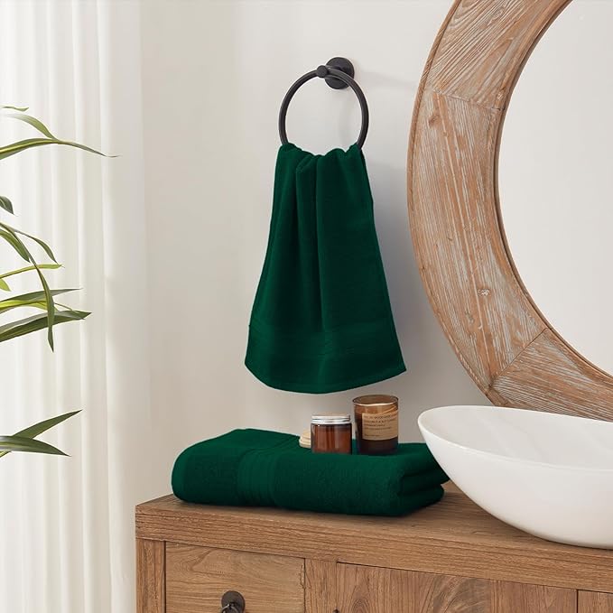 COZYART Dark Green Towels Set for Bathroom 3Pcs, Turkish Cotton Bath Towels Sets for Bathroom Soft Highly Absorbent 650 GSM with 1 Bath Towel, 1 Hand Towel, 1 Washclothe