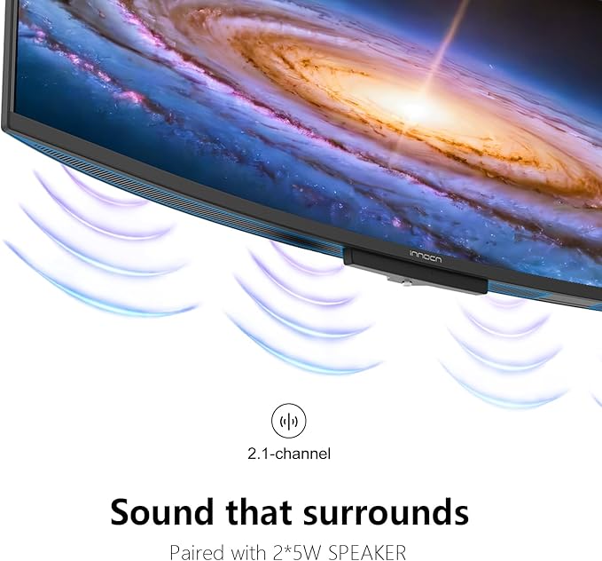 INNOCN 49" OLED Ultrawide Curved Monitor 5K2K 5120 x 1440p 144Hz, 0.03ms, AI PC Computer Monitor, USB Type C 90W, HDMI 2.1, DisplayPort, USB Hub, Speakers, Adaptive-Sync, Adjustable Stand, Black