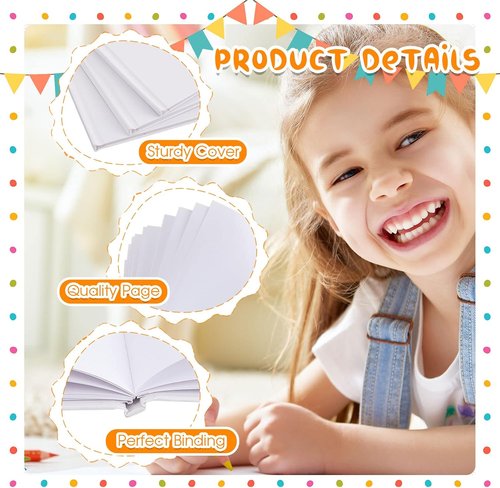 Henoyso Blank Hardcover Books - 30 Pack Story Journals for Kids | 6 x 8 Inch White Notebooks