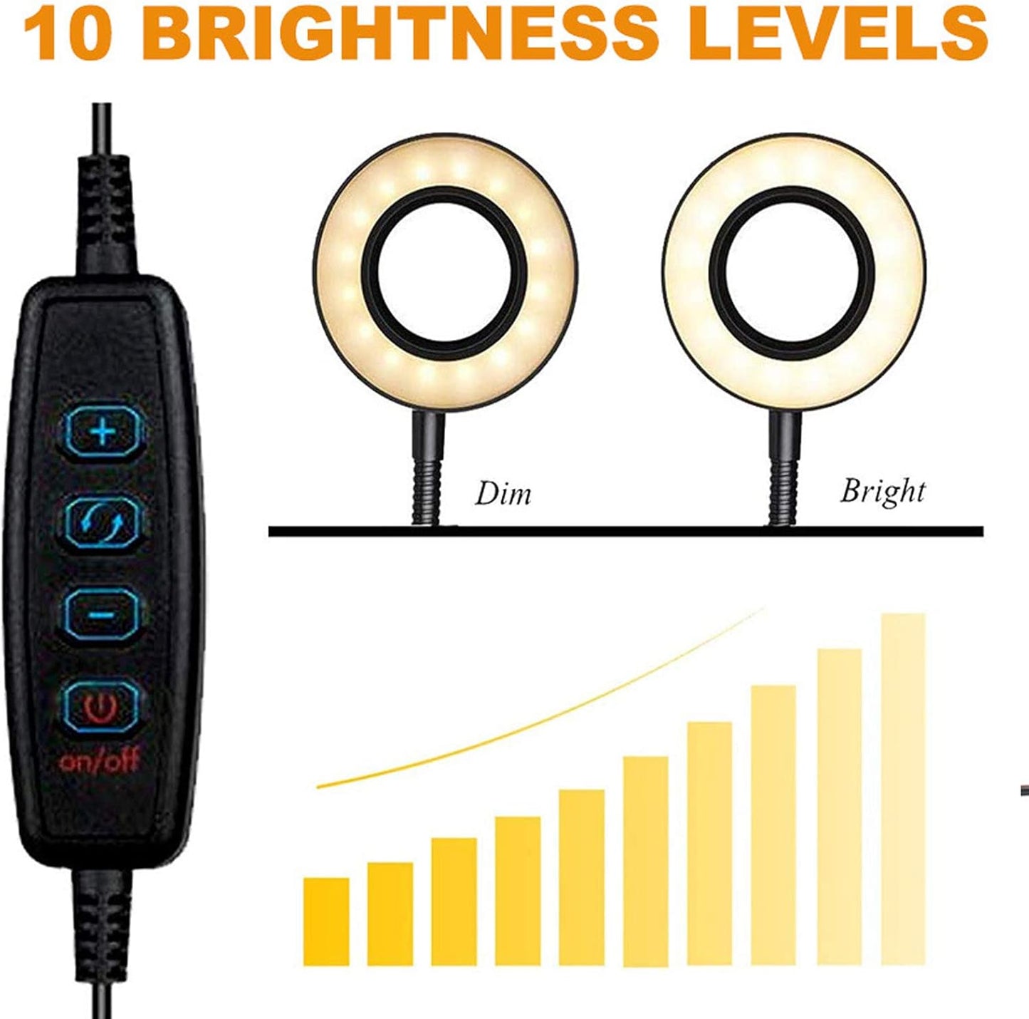 Skiennix LED Desk Reading Light - Adjustable Clamp-On Design with 3 Color Modes & 10 Brightness Levels | Black