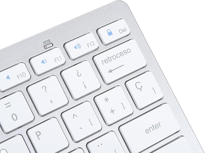 SENECESLI German French Spanish Italian English Bilingual Keyboard, Ultra Slim Wireless Bluetooth Keyboard, Travel Portable for Tablets Laptops Phones (Spanish QWETZ Layout)