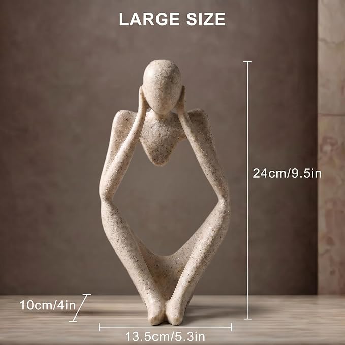 LargeThinker Statue, Modern Minimalist Meditation Sculpture for Home Decor, Contemporary Abstract Art Figurine, Resin Thinker Statue for Bookshelf Office Desk Shelf Decoration