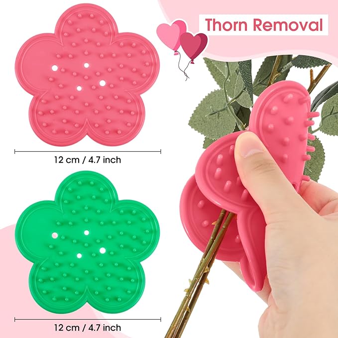 Lasnten 4 Pcs Rose Thorn Stripper Tool Thorn Remover Rose Cleaner Tool to Remove Leafs Thorns for Christmas Wedding Home Flower Shop DIY Florist Gardening Making Floral Arrangement(Green and Pink)