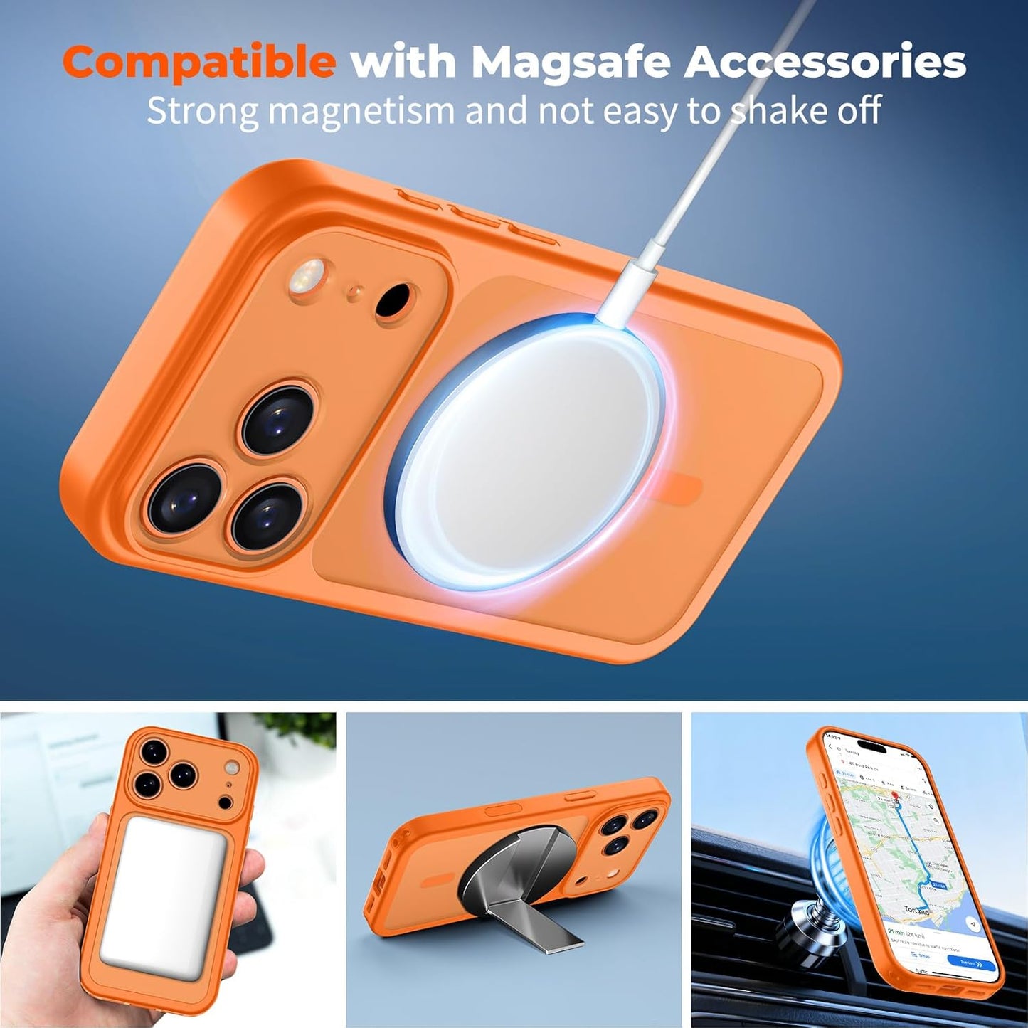 Zapica Magnetic iPhone 17 Pro Max Case - Upgraded Camera Control Button & Full Protection | Translucent Matte Shockproof Cover in Starry Orange