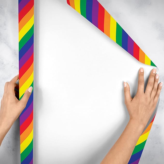Jillson Roberts Bulk Gift Wrap, Everyday Gift Wrapping Supplies, Rainbow Stripe, 1/2 Ream 417 feet x 24 inches
