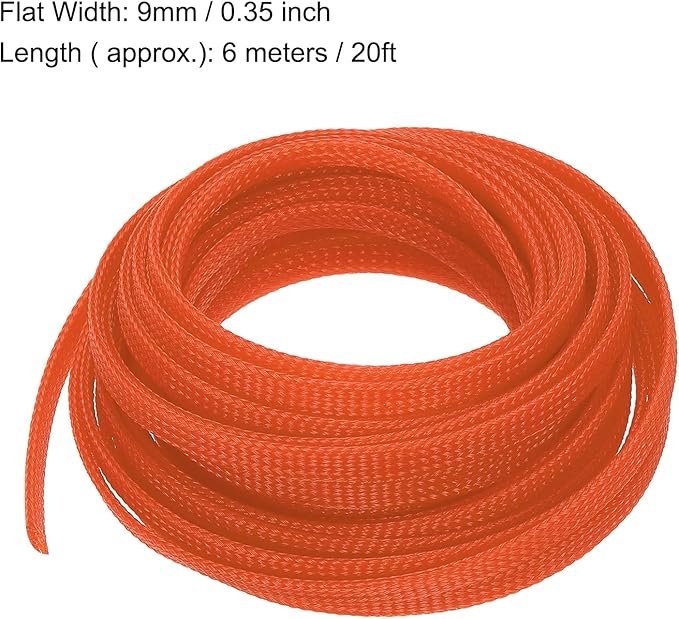 uxcell PET Expandable Sleeving 20ft 1/4" Orange Cable Management Sleeve Cord Organizer for Wrap Protect Cable