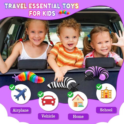Cevioce Fidget Slug Toy Set - 3Pcs Sensory Toys for Autism | Ideal for Travel & Gifts for Kids