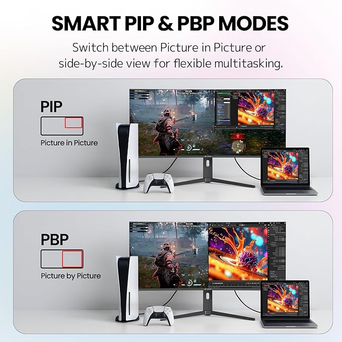 CRUA 40'' 5K Ultrawide Curved Gaming Monitor, 21:9, 5120 x 2160, 120Hz, IPS Computer Monitor with Built-in Speakers, AMD FreeSync, PIP/PBP, 120% sRGB, HDMI 2.0 & DP 1.4, Tilt/Height Adjustable-Black