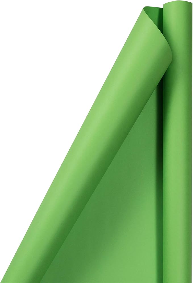 JAM Paper Gift Wrap - Matte Wrapping Paper - 50 Sq Ft Total (30 in x 10 Ft Each) - Matte Lime Green - 2 Rolls/Pack
