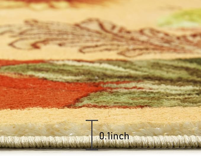 Ultra Thin Washable Mystical Rugs Stain Resistant, Sun and Moon 4x6 Area Rugs Non Slip - Retro Yellow Hippie Floral Throw Rugs for Living Room Bedroom Entryway, Trendy Indie Dorm Tapestry Rug