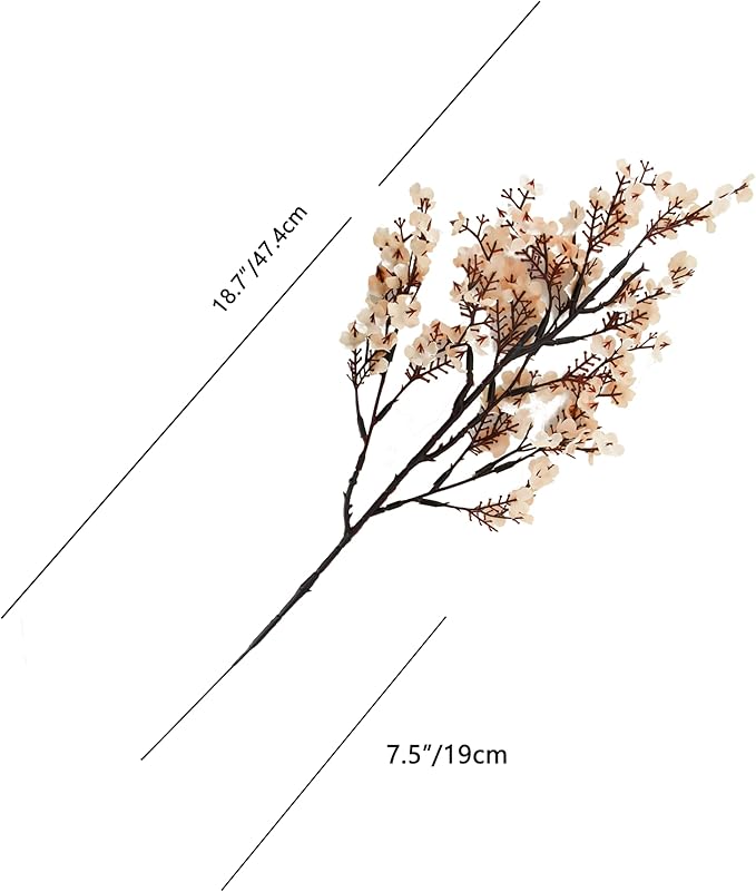 Mandy's Champagne Artificial Baby’s Breath European Flowers 6 Bundles Silk Gypsophila with Bendable Stems for Fall Thanksgiving & Christmas Centerpiece Wedding Decor and Table Arrangements