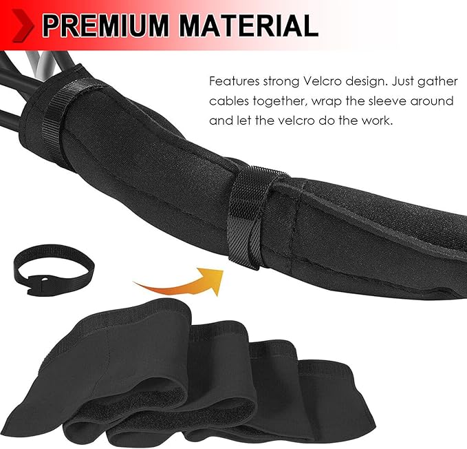 6 PCS Trolling Motor Cable Organizer Sleeve, 60" L Neoprene Troll Sleeve Trolling Motor Wire Cover, Cable Management Sleeve Wrap for Cover Wire and Extension Cords