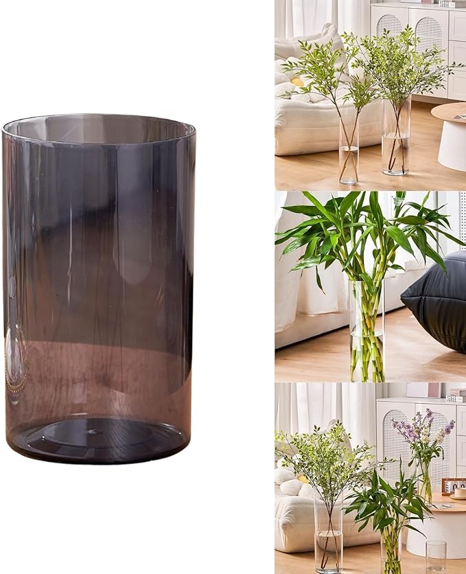 Clear Acrylic Flower Vase, Modern Unbreakable Decorative Cylinder Vase for Wedding Bouquets, Centerpieces, and Home Decor - 10cm Diameter, 50cm Height