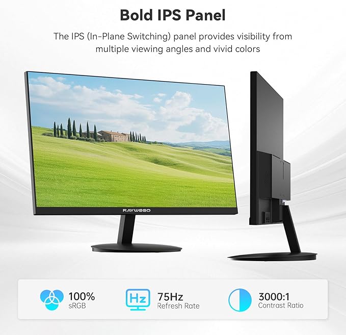 24-inch Flat Gaming Computer Monitor IPS FHD(1920×1080P), 99% sRGB,1ms Response Time, 250cd/m²,AMD Freesync, Crosshair & Eye-Care Tech,Low Blue Light,HDMI×2,Supports Wall-Mounted