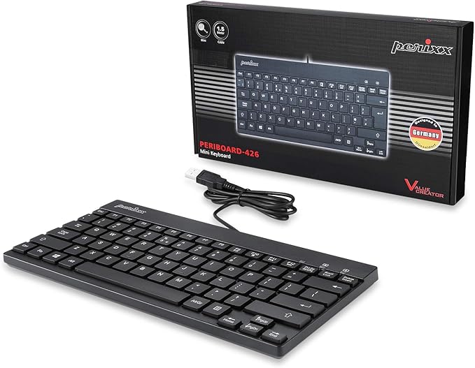 Perixx PERIBOARD-426 Wired Mini Low Profile Keyboard (Wired USB), US English Layout (11665)