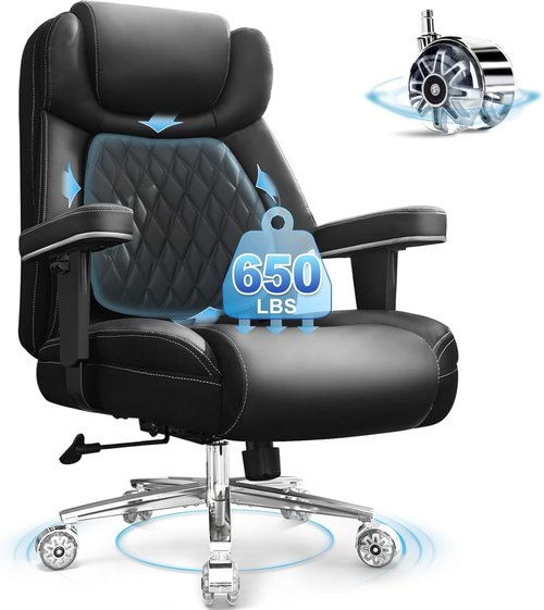 Big and Tall Office Chair by [Brand Name] - Heavy Duty 650lbs Capacity | Adjustable Ergonomic Support