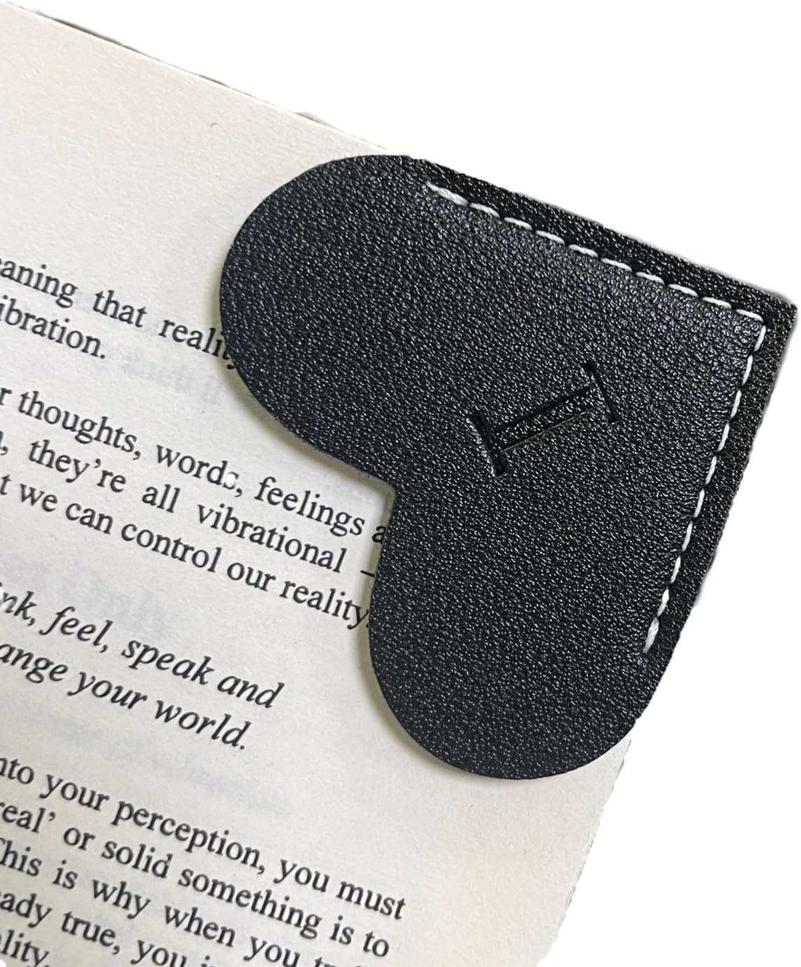 Skiennix Personalized Leather Bookmarks - Unique Heart Design for Book Lovers | Perfect Gift for Women, Teachers, Students (Black)