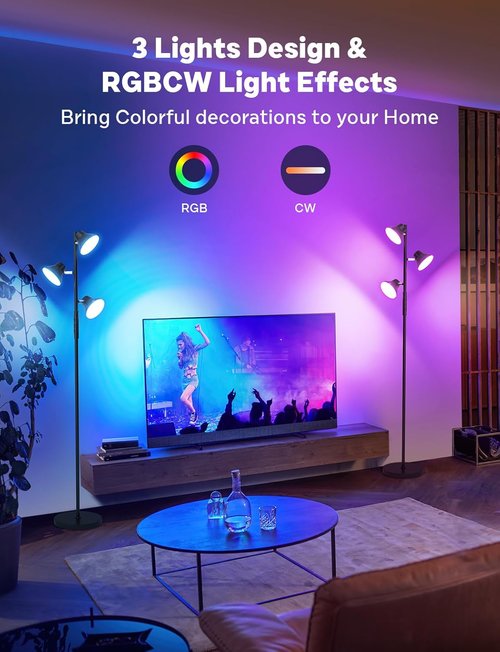 SIBRILLE RGB Floor Lamp - 36W Color Changing LED with Remote & Touch Control | Modern Dimmable Design for Living Room & Bedroom