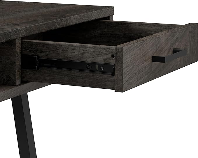 Bush Furniture Steele 40W Writing Desk in Dark Gray Hickory | Compact Computer Table with Storage for Home Office, Study Room, or Entryway