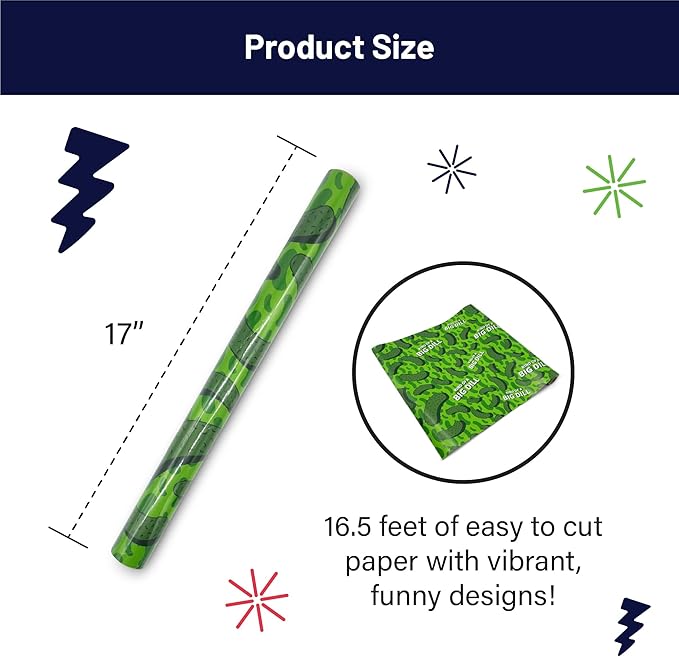 GOOFBALLS Hilarious Wrapping Paper Roll – Funny Gift Wrap for Birthdays, Holidays, White Elephant, Gag Gifts - Pickles