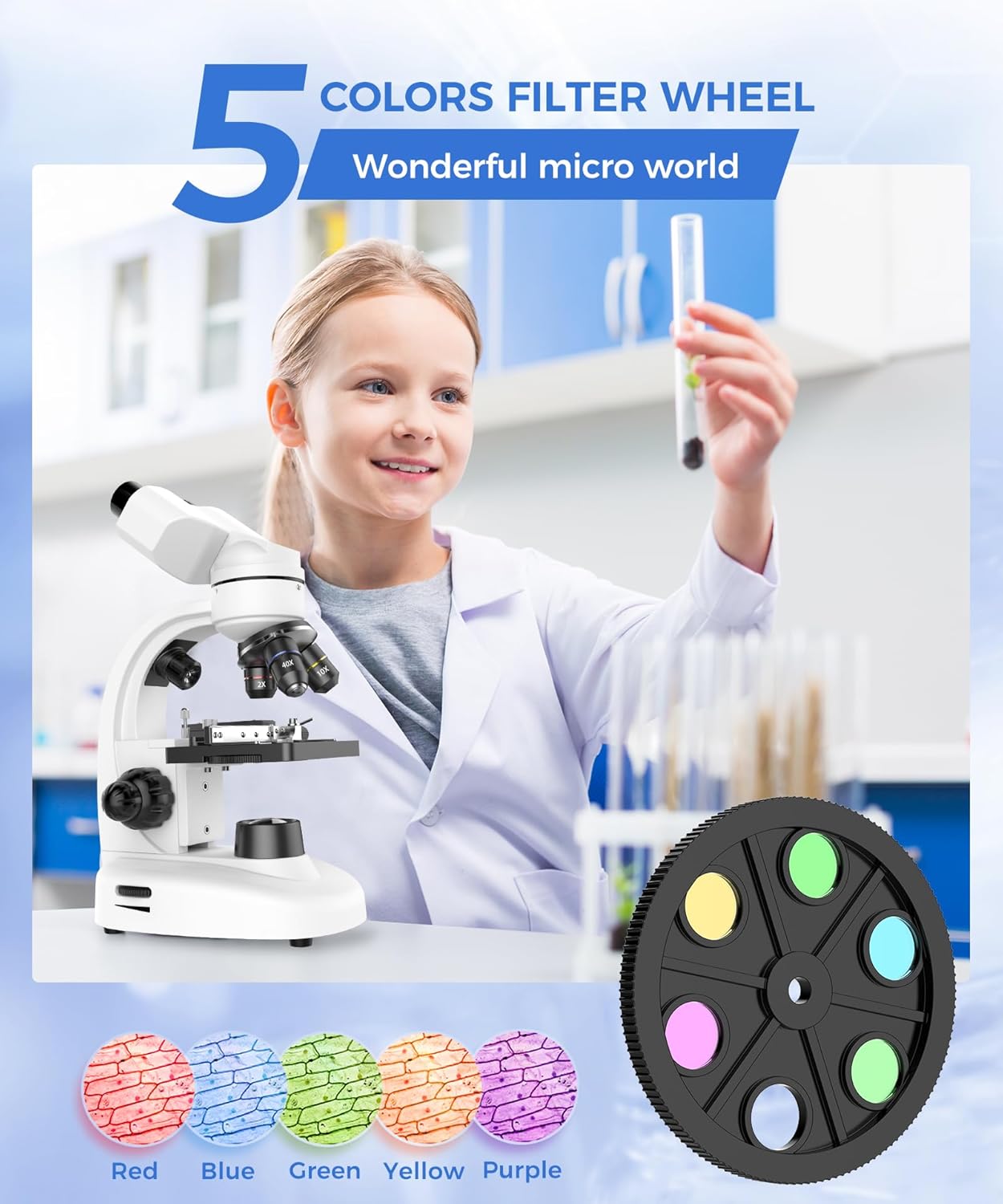 Skiennix Compound Binocular Microscope - 40X-2000X Magnification with LED Illumination | Ideal for Lab, School & Home Education