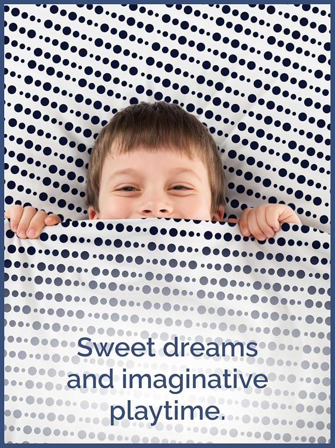 Kids Blue Dots Queen 4 Piece Sheet Set - Boys, Girls, Teens, Toddler - Easy Fit Deep Pockets - Breathable, Hotel Quality Kids Sheets - Machine Washable - Wrinkle Free - Cute, Cozy, Soft - CGK Linens