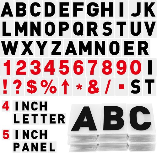 Leinuosen Changeable Letters - 300 Pcs Black Acrylic Marquee Sign Board | 4'' & 5'' Sizes