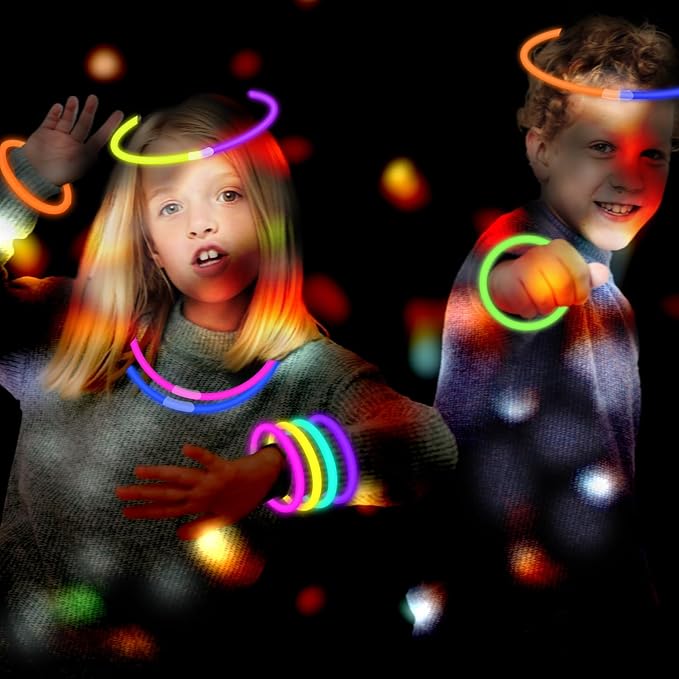 Glow Sticks Party Pack 8"-50, Light up Bracelets & Necklaces Accessories for Kids, Neon Glow in the Dark Christmas NYE Party Favor Supplies Decoration for Xmas Birthday Camping Wedding Dance Parade