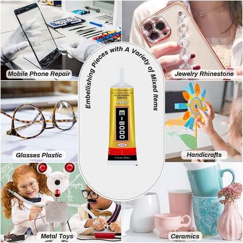 E8000 Jewelry Rhinestones Glue - High Performance Inlay Adhesive with Precision Tip | 50g Craft Glue