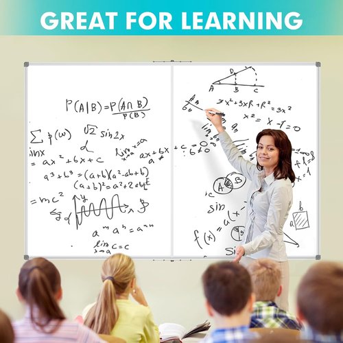 JILoffice Large Dry Erase Whiteboard - 60x40 Inches, Magnetic with Silver Aluminum Frame | Wall-Mounted for Office, Home & School