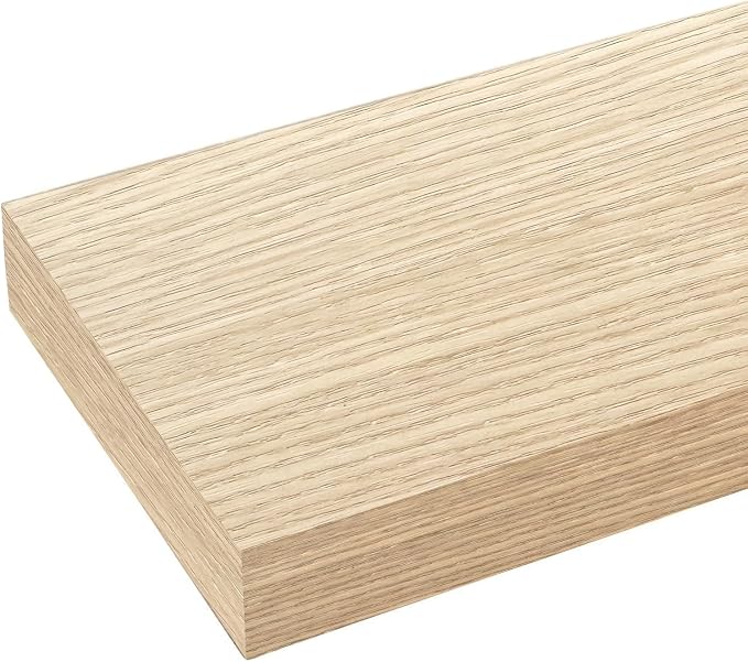 Oak Floating Shelves for Wall Set of 4, 11.8 Inch Small Wood Wall Shelves for Bathroom Over Toilet, Kitchen & Bedroom Storage, Wall Mounted Shelves for Spice Jars, Coffee Bar & Decor