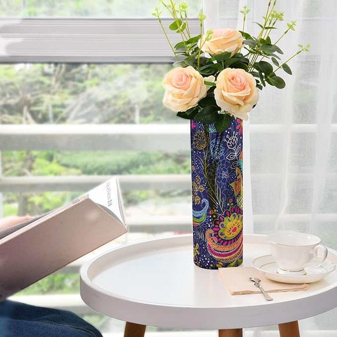 Vase Plastic Vase Elegant Cylinder Flower Vase Shatterproof Decorative Centerpiece for Home Table Office Weddings Events (11.8 x 3.9 in)