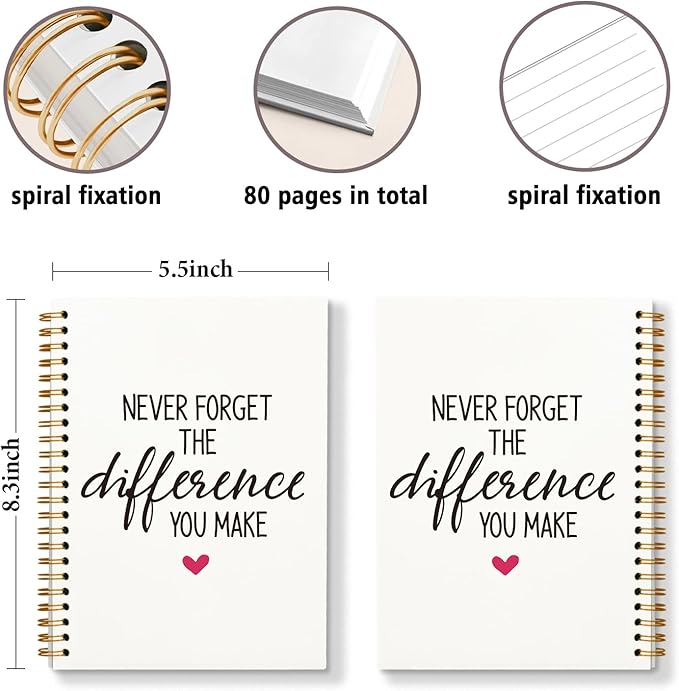 DSHFG Motivational Office Journal Notebooks for Work Women Appreciation Gifts, Inspirational Journal Notebook Employees Gifts, Journals Office Supplies, Never Forget The Difference You Make, 5.5x8.3