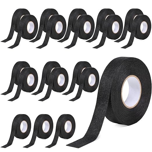 20 Rolls Wire Harness Tape, 3/4 Inch x 49 FT High Temp Self-Adhesive Fabric Electrical Cloth Tape for Automotive Engine Wiring Loom, Noise Damping, Insulation Protection