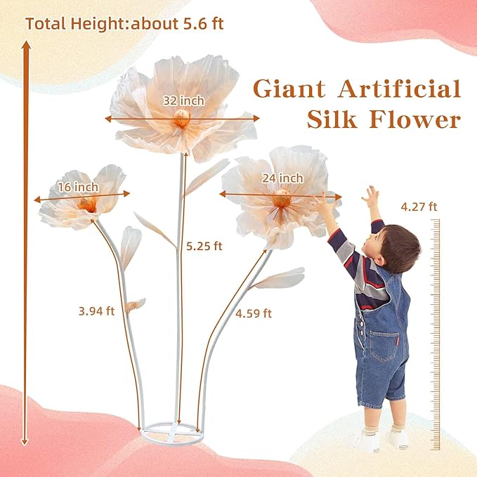 Wedding Decorations for Reception,5.6 Ft Giant Flowers for Decoration,Big Artificial Silk Flowers for Party Banquet Background,Home Decor,Photographic Props,Shop Window Display（White）