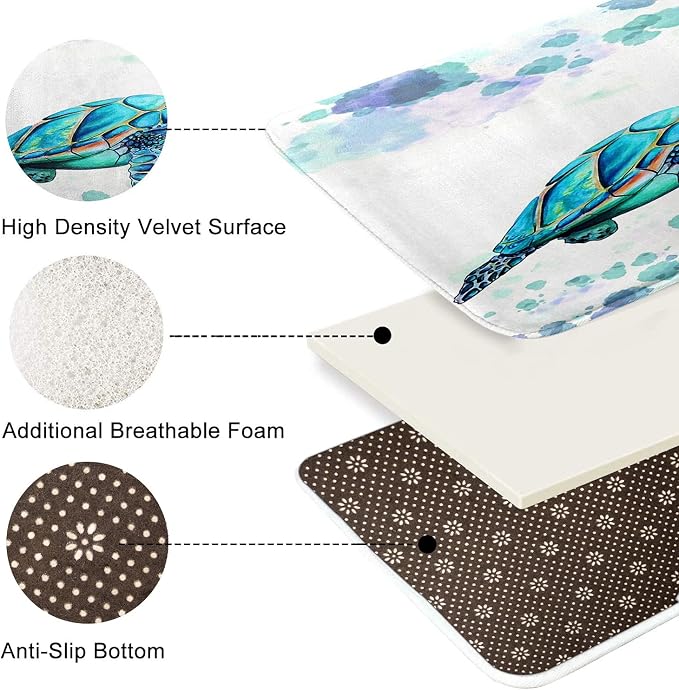 Britimes Bath Mat for Bathroom sea Turtle Washable Floor Rug Carpets Floor Mat Bathroom Decorations 18x30 inches for Kitchen Bedroom Indoor
