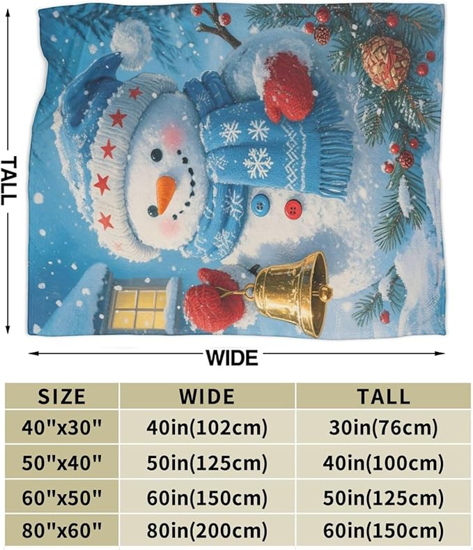 Snowman Blanket Christmas Throw Blanket Winter Snow Soft Cozy Fleece Fuzzy Stuffed Plush Flannel Gifts for Girls Women Boys Kids Adults 40''x50''