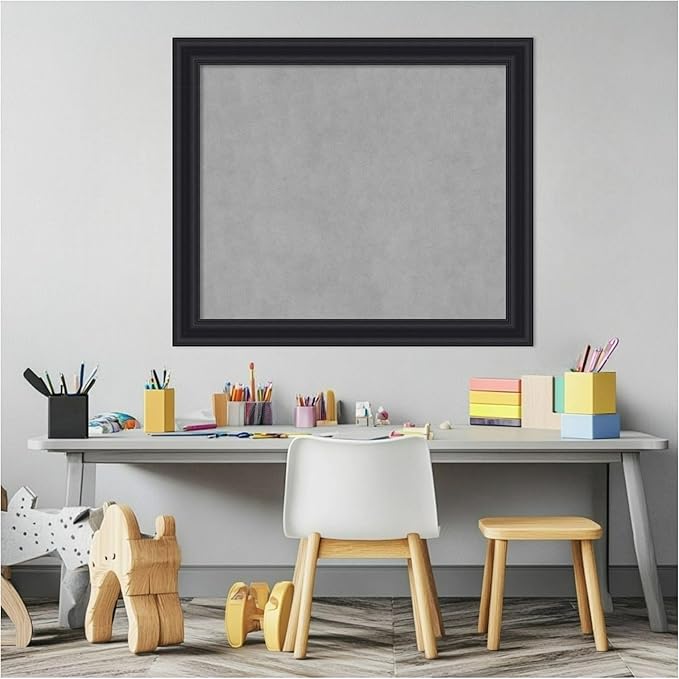 Amanti Art Black Framed Magnetic Board 24x28 Medium Vision Board for use with Magnets, 100% Metal Sheet to Display Items as Office Decor or for Home Organization in mudroom, Kitchen or Kids Room